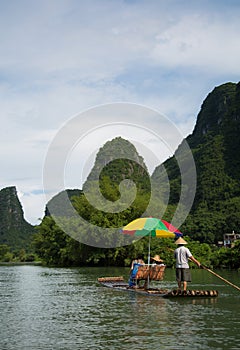 Bamboo raft on the Li river near Yangshuo